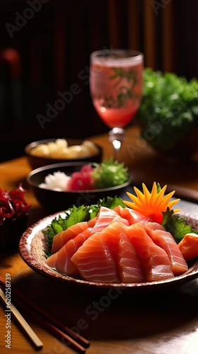 Sashimi in japanese restaurant table (Ai generated)