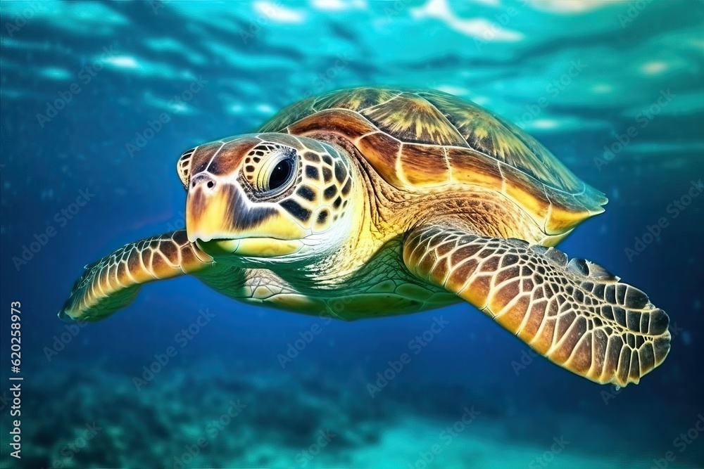 Turtle swimming in the Ocean (Ai generated)