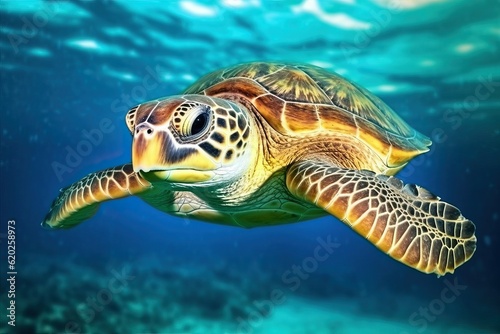Turtle swimming in the Ocean (Ai generated)