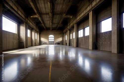 A Large Empty Building With Lots Of Windows