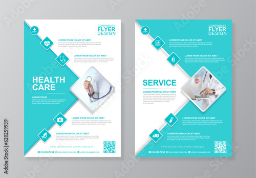 Corporate healthcare and medical cover and back page a4 flyer design template for print