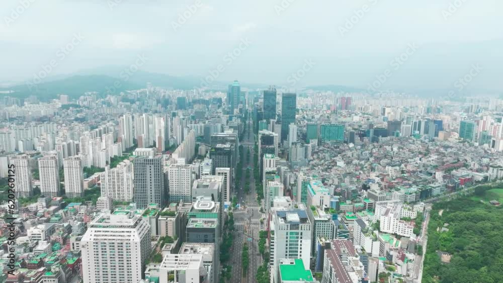 Drone View of Seoul city in South Korea, Gangnam road 60fps Drone View of Seoul city in South Korea, Gangnam road 60fps