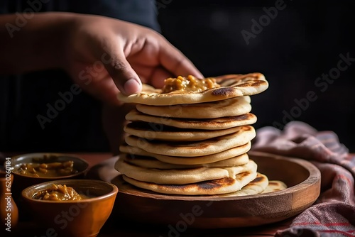 Naan bread with bowl of curry (Ai generated)