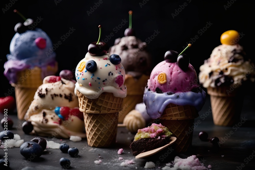 Naklejka premium Ice-cream, Summer food favorite (Ai generated)