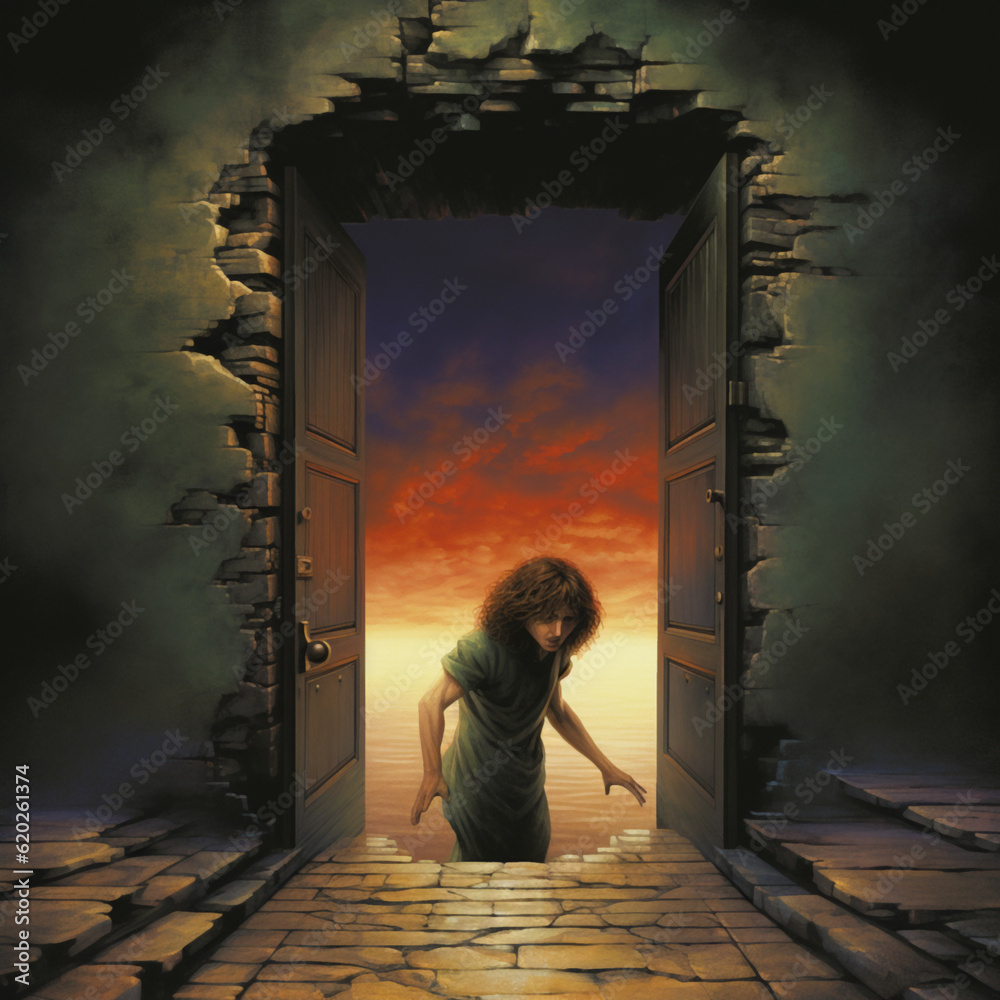 Fototapeta premium person in the doorway