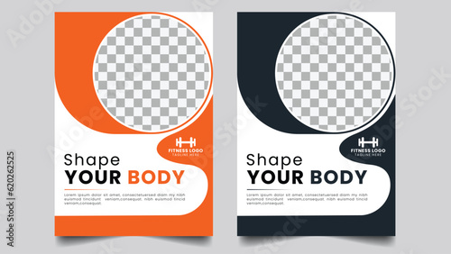 vector modern fitness book cover template photo