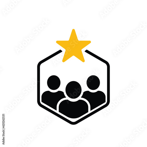 client loyalty or customer satisfaction icon. concept of positive testimonial for great effective business. flat style trend modern membership logotype graphic design web element isolated on white