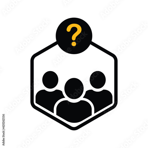 Making decisions icon. Indecision. A lot of questions. Way direction icon. Research in society or leadership icon. Concept of manager making decision or choice for business.