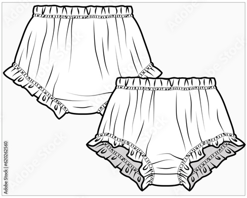 WOVEN - KNIT ELASTICATED BLOOMER KNICKER DESIGNED FOR TODDLER GIRLS AND BABY GIRLS IN EDITABLE FILE