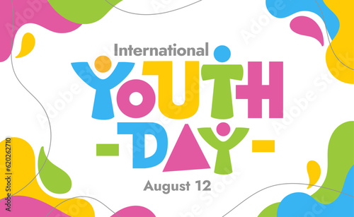 Simple Colorful International Youth Day Logo Typography in Geometric Splash Style