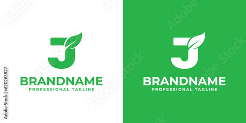Letter J Leaf Logo, suitable for business related to leaf, nature, plant, ecology, or environment with J initial.