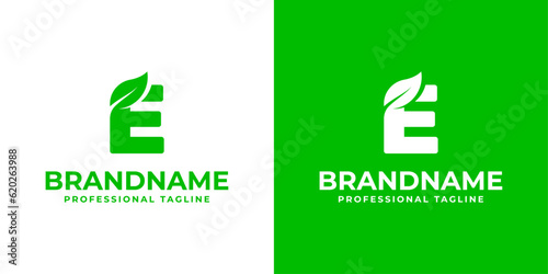 Letter E Leaf Logo, suitable for business related to leaf, nature, plant, ecology, or environment with E initial.