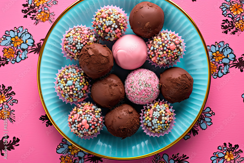 Chocolate Truffles with Sprinkles, food photography Chocolate Truffles with Sprinkles, food photography