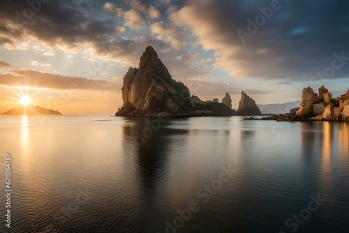 A beautiful view of floating water between the hills 