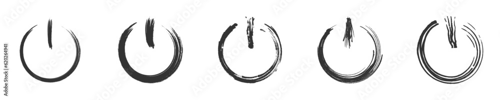 Power button doodle icon set. Hand drawn on-off symbol. Vector ...