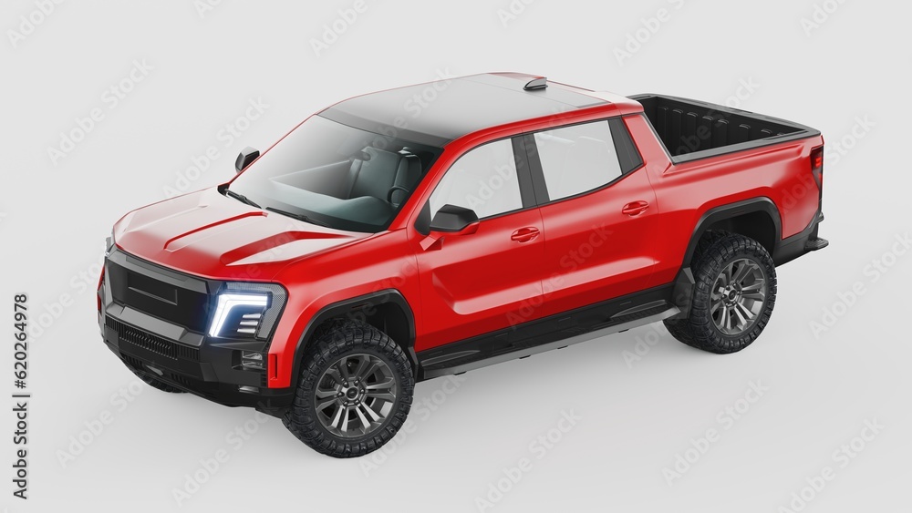 3D rendering of a brand-less generic pickup truck 