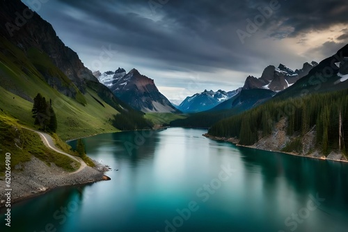 A beautiful view of floating water between the hills 