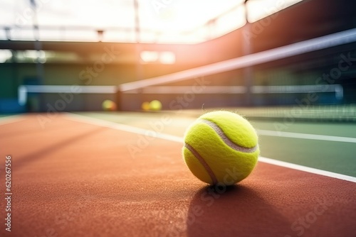 Tennis ball on the tennis court (Ai generated)
