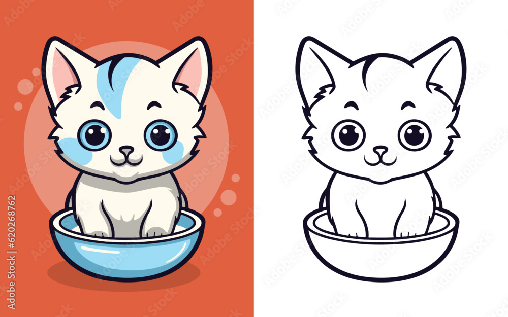 Obraz premium Cute Little Cat Cartoon Illustration Vector format Generative Ai