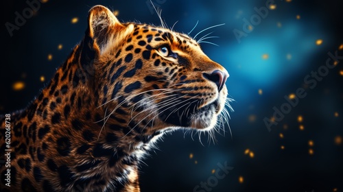 Portrait of an Amur leopard. Wild animal. Ai generated