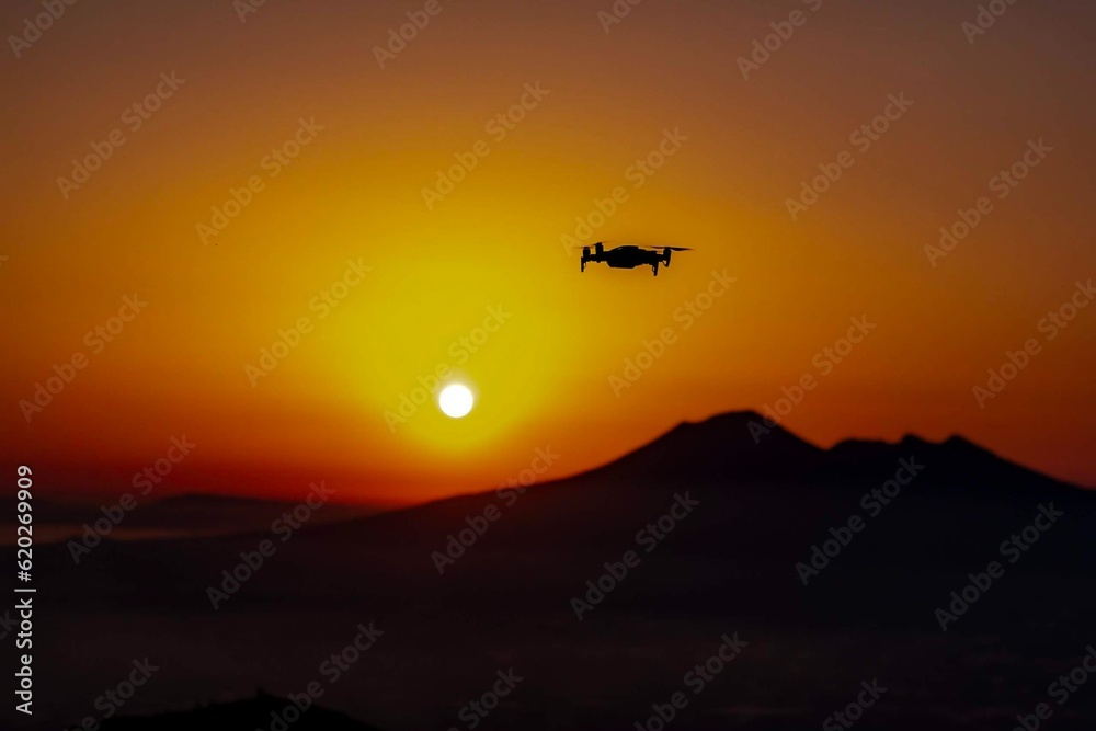 Drone at Vesuvio sunset Drone at Vesuvio sunset