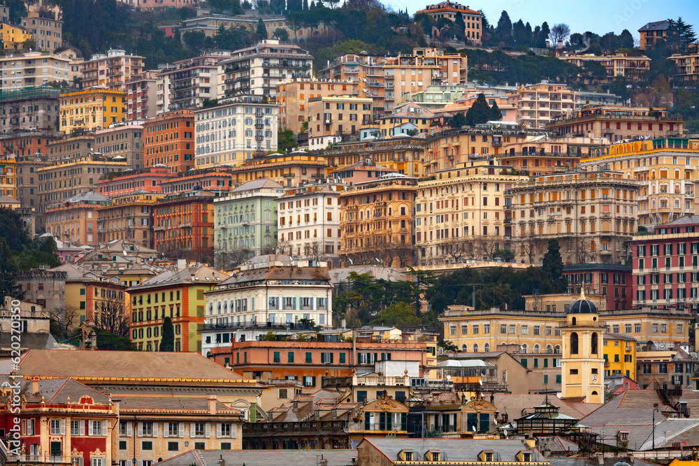 Skyline of Genoa waterfront, Italy