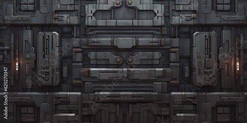 Fototapeta Naklejka Na Ścianę i Meble -  AI Generated. AI Generative. Sci fi future technology space galaxy ship decoration door panel hud. Graphic Art