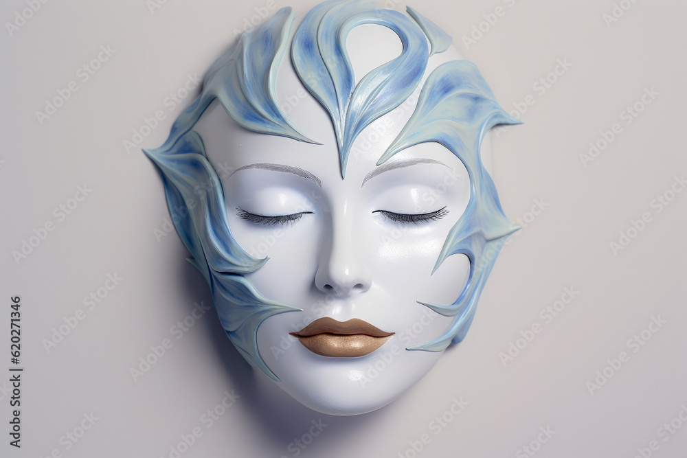 Female mannequin face with makeup on gray background, skin care concept, AI Generated Female mannequin face with makeup on gray background, skin care concept, AI Generated