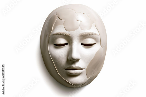 Female mannequin face with makeup on white background, skin care concept, AI Generated