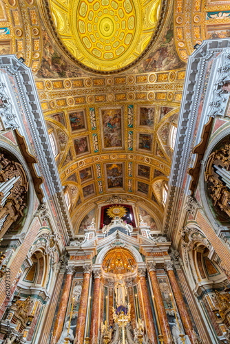 Interior of Church of Gesu Nuovo, Naples, Campania photo