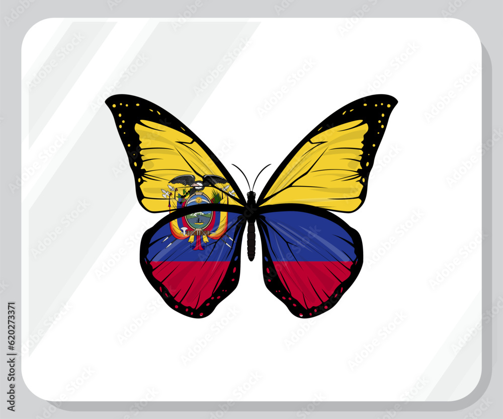 Obraz premium Ecuador Butterfly Flag Pride Icon 