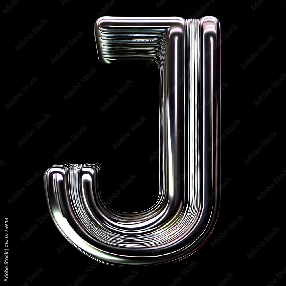 3d typography of the letter J with black background Generative AI