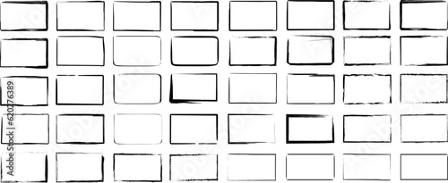 Large set of 40 hand-drawn rectangles, felt-tip pen objects. Text field and frames.