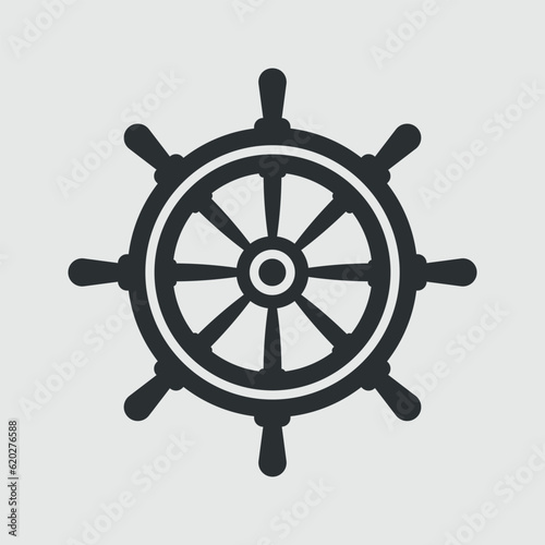 Steering wheel or sailing. Simple vector icon or sign