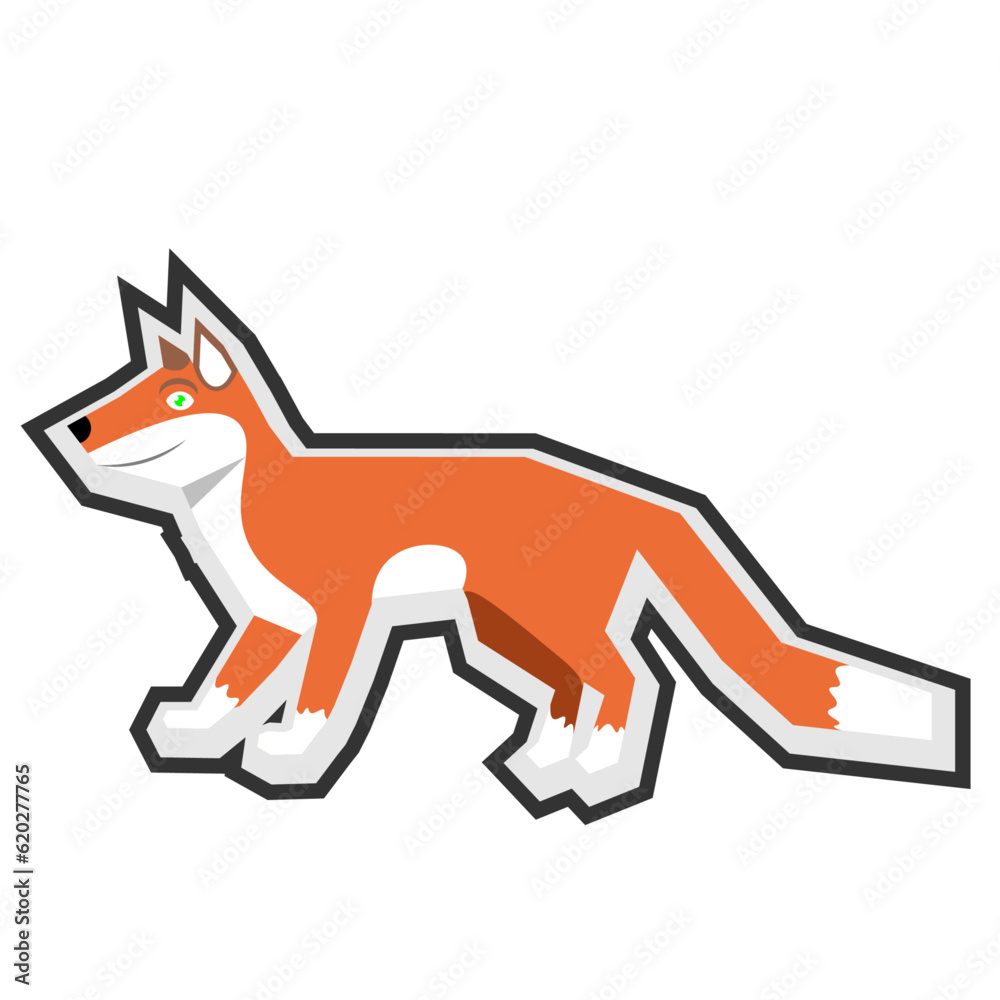 Fototapeta premium Cute cartoon Fox sticker mascot animal character. 