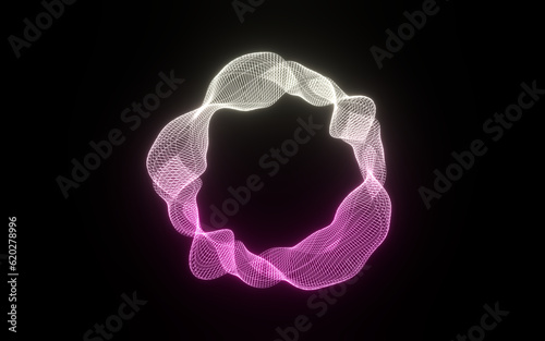 Futuristic colorful sphere of lines. Network connection big data. Abstract technology background. Place for text. 3d rendering.