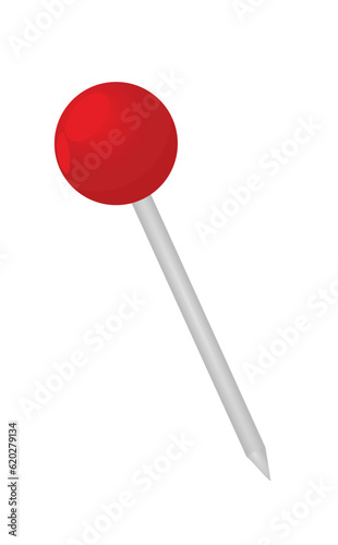 Red push pin. vector illustration