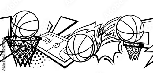 Pattern with basketball items. Sport club illustration.