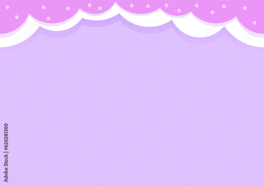 Purple background with pink seamless border on top and sweet beads Purple background with pink seamless border on top and sweet beads