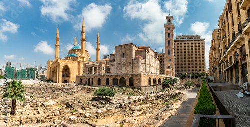 Al Amin Mosque and Saint Georges Church in Downtown Beirut, Lebanon