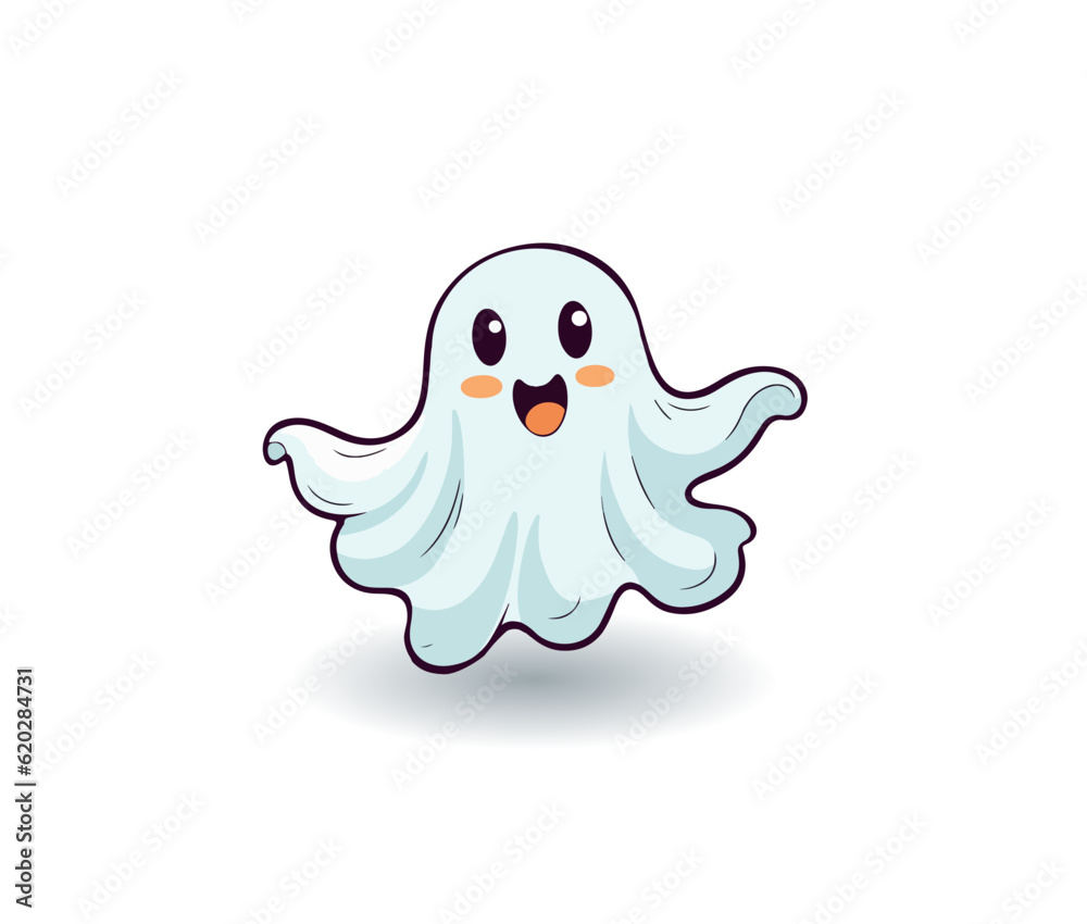 Cartoon ghost with a smile on a white background. Vector illustration
Cartoon ghost with a smile on a white background. Vector illustration