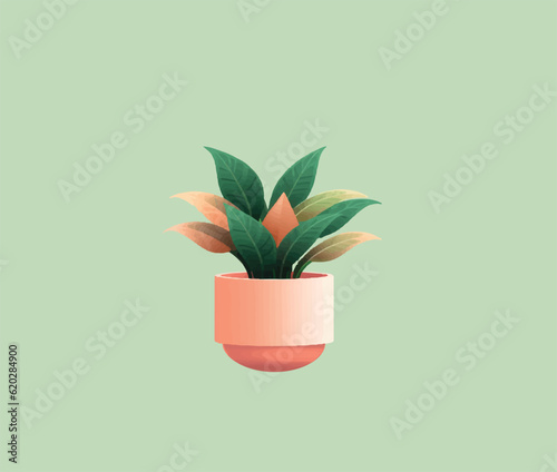 Vector illustration of a pot with a plant in a minimalist style