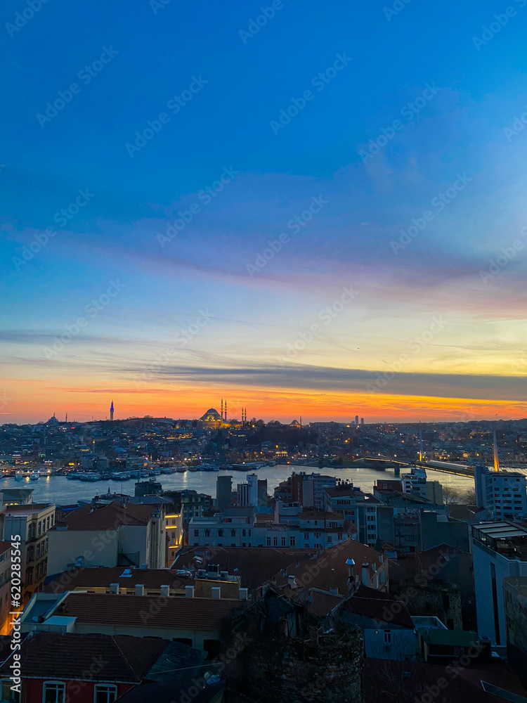 sunset over the city