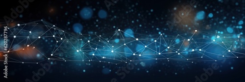network banner: lines and dots symbolize network connections, network grid abstract background.