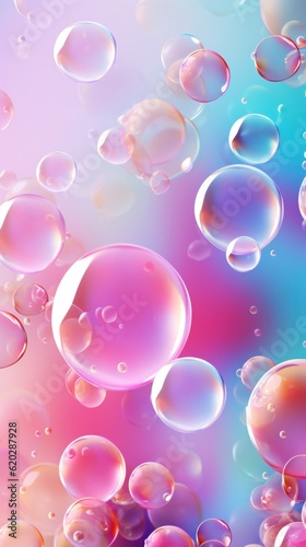 Vibrant bubble design: pink soap bubbles underwater abstract backdrop full of lively energy. © olga_demina
