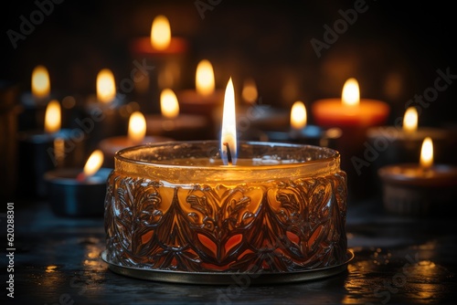 Burning Candle In Darkness professional photograpphy AI Generated  photo