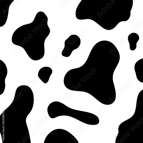 animal background, cows, spots, cow texture, mammals. The cow background is black and white in a flat style.