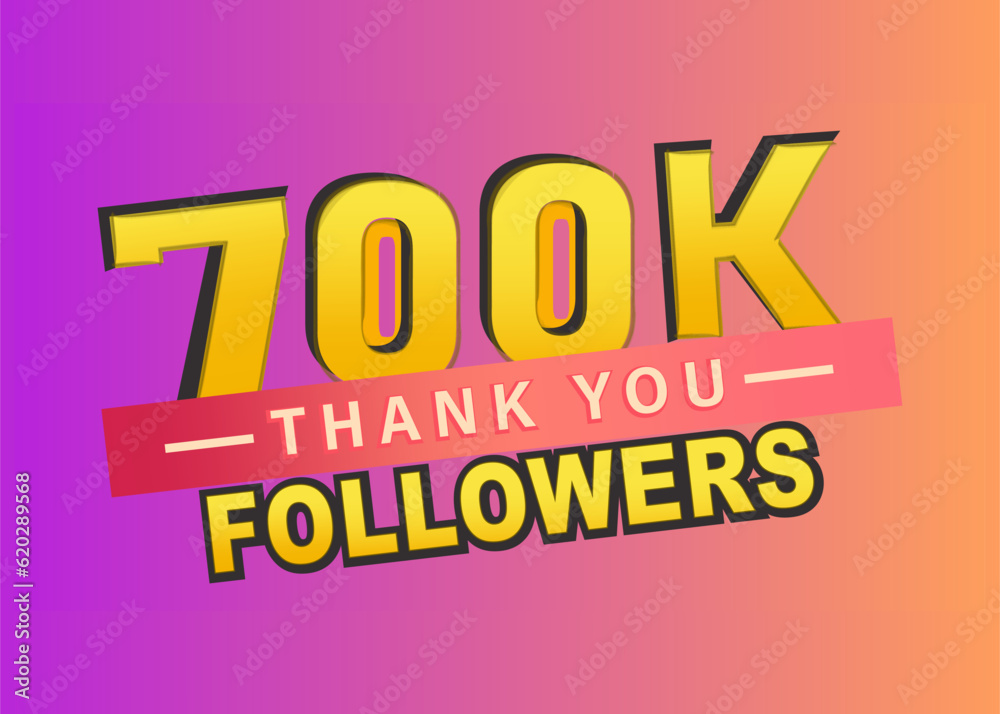 Thank you 700k followers banner, Thanks followers congratulation card, Vector illustration, gradient background, blog, like, vector, thumbnail, subscribers, post, text, follow