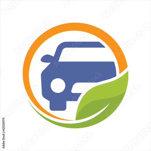 Eco-friendly car. Eco-friendly vehicle concept. Environmental protection transportation symbol.