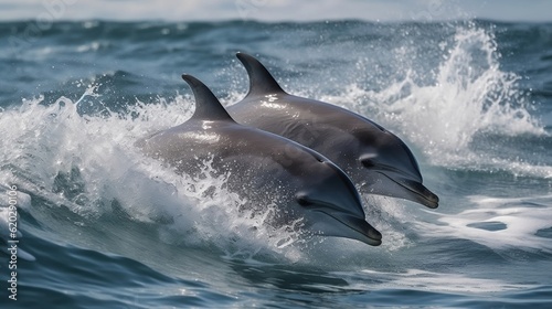 Dolphins in the open see. Generative AI